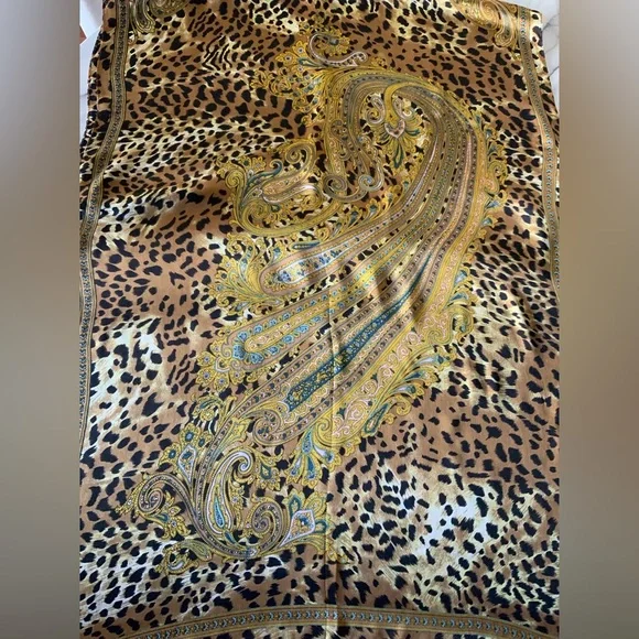 Leopard and Paisley Silk Scarf